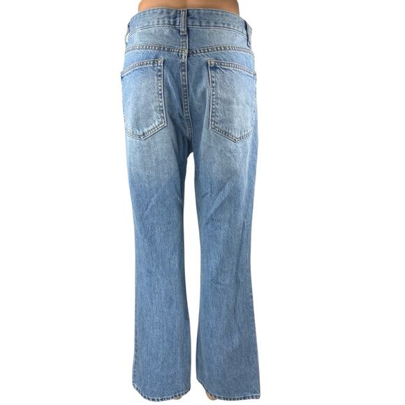 H&M Women's Blue High Rise Distressed Straight Bootcut Flare Denim Jeans Size 10 - Picture 3 of 5